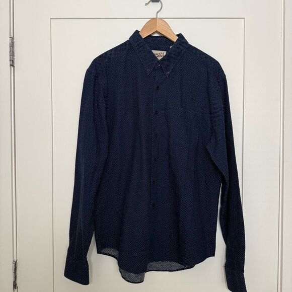 Naked & Famous Shirt Mens XL Navy Blue Long Sleeve Button Down Japanese Fabrics - Picture 1 of 13